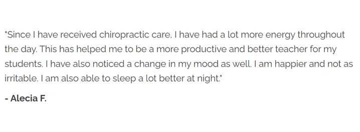 Chiropractic Grand Rapids MI Testimonial Alecia LP